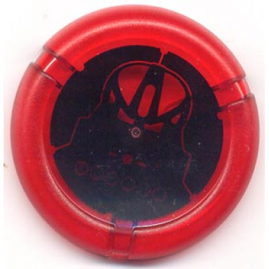 trans-red throwing disk with bionicle toa metru huna mask pattern