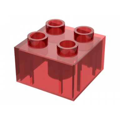trans-red duplo brick 2 x 2