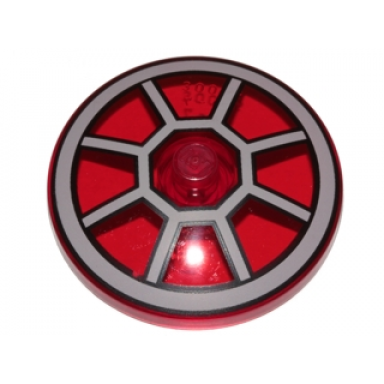 trans-red dish 4 x 4 inverted radar with solid stud with radial tie fighter cockpit pattern