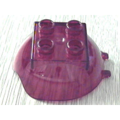 trans-red duplo ball tube cover with hinge 2 x 2 studs and wavy edge