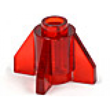 trans-red brick round 1 x 1 with fins