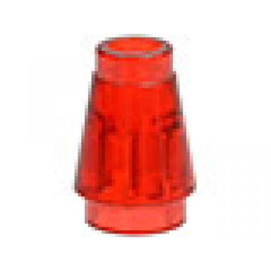trans-red cone 1 x 1 with top groove