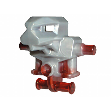trans-red torso head mechanical exo-force robot with marbled pearl light gray pattern