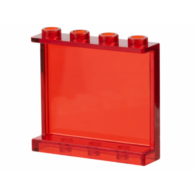 trans-red panel 1 x 4 x 3 with side supports - hollow studs