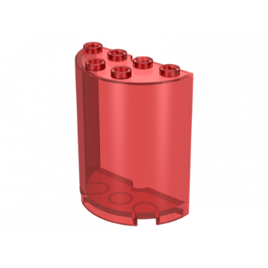 trans-red cylinder half 2 x 4 x 4