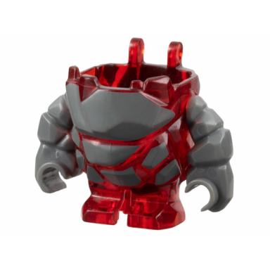 trans-red body rock monster - torso legs with dark bluish gray arms assembly