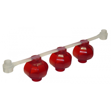 trans-red duplo chinese lanterns with molded trans-clear vine 12l with studs and stud receptacles on ends pattern