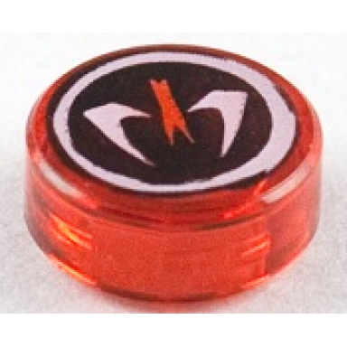 trans-red tile round 1 x 1 with ninjago fangpyre pattern