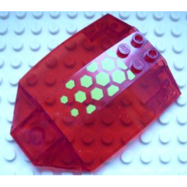 trans-red windscreen 8 x 6 x 2 curved sloped sides with lime hexagons pattern sticker - set 70706