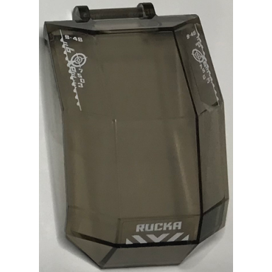 trans-brown windscreen 4 x 4 x 4 2 3 with bar handle with white danger stripes targets rocka and 7503 pattern stickers - set 44019