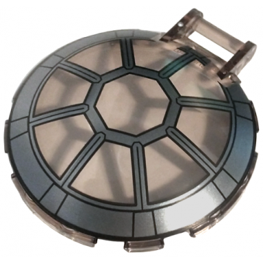 trans-brown dish 6 x 6 inverted with bar handle with sw 8 spoke silver and black frame tie interceptor cockpit pattern