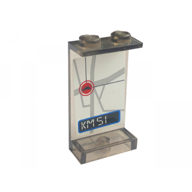 trans-brown panel 1 x 2 x 3 - solid studs with map and km51 pattern on inside sticker - set 7743