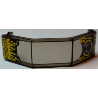 trans-brown panel 3 x 2 x 6 with black alien robot face yellow splatter and ex043rzh pattern stickers - set 8117