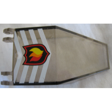 trans-brown windscreen 7 x 4 x 1 2 3 with locking dual 2 fingers 9 teeth with fire logo badge and white chevrons pattern sticker - set 7238