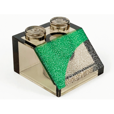 trans-brown slope 45 2 x 2 with green inverse curve pattern model right side