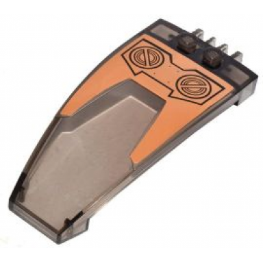 trans-brown windscreen 8 x 4 x 2 curved taper with dual 2 fingers 2 bolts on orange pattern sticker - set 7706