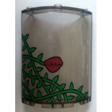 trans-brown cylinder quarter 4 x 4 x 6 with ivy plant and red flower closed pattern sticker - set 7785