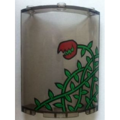 trans-brown cylinder quarter 4 x 4 x 6 with ivy plant and red flower open pattern sticker - set 7785