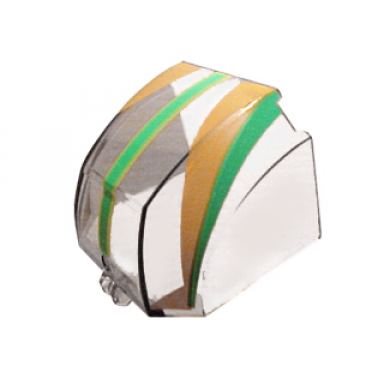 trans-brown windscreen 4 x 6 x 4 canopy with hinge with green and orange stripes pattern