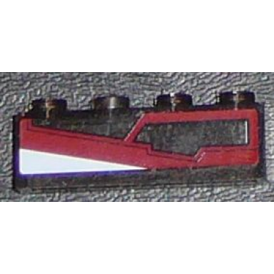 trans-brown brick 1 x 4 without bottom tubes with dark red and white panel pattern model right side sticker - set 7964