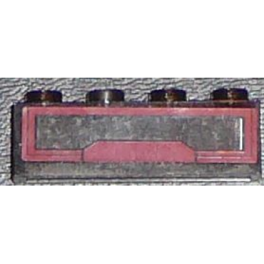 trans-brown brick 1 x 4 without bottom tubes with dark red panel pattern sticker - set 7964