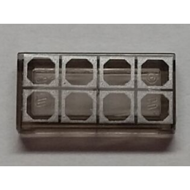 trans-brown tile 1 x 2 with 8 silver octagon outlines pattern