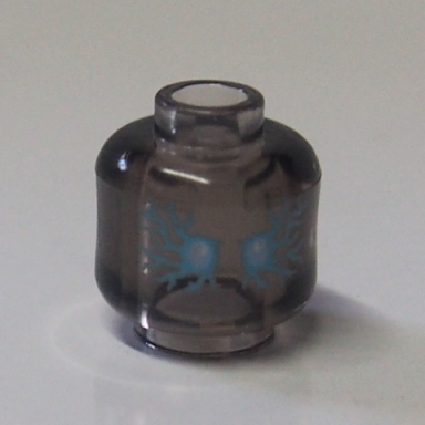 trans-brown minifigure head alien ghost with medium azure and white energy and eyes pattern