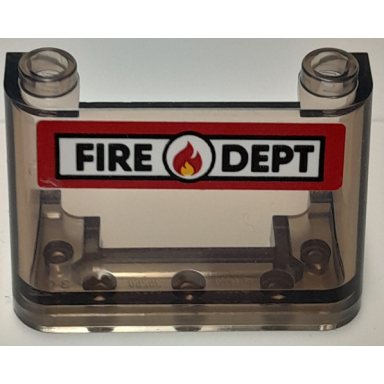 trans-brown windscreen 2 x 4 x 2 with black fire dept and fire logo on white background with red border pattern sticker - set 40393