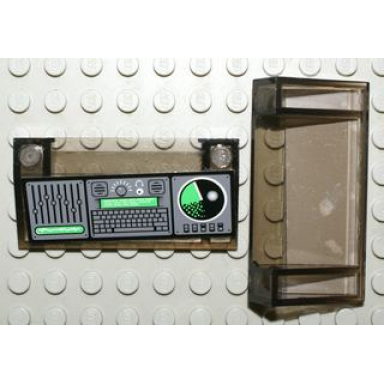 trans-brown slope 33 3 x 6 with inner walls with computer radar console dark gray pattern sticker - set 7783