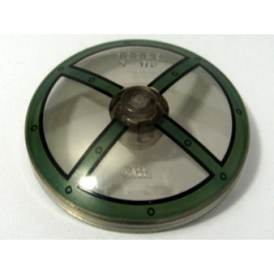 trans-brown dish 4 x 4 inverted radar with solid stud with dark green cockpit window pattern