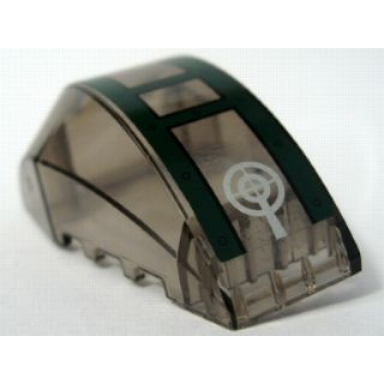 trans-brown windscreen 6 x 4 x 2 wedge curved with dark green cockpit and silver crosshairs pattern sticker - set 7683