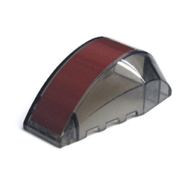 trans-brown windscreen 6 x 4 x 2 wedge curved with wide dark red stripe pattern sticker - set 7676
