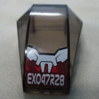 trans-brown windscreen 6 x 4 x 2 wedge curved with exo47r28 pattern sticker - set 8111