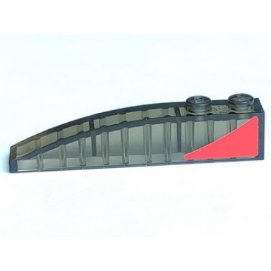trans-brown slope curved 6 x 1 with red triangle pattern model left side sticker - set 8156