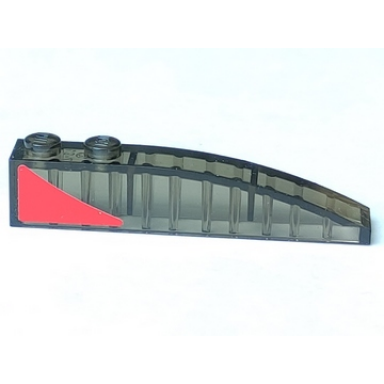 trans-brown slope curved 6 x 1 with red triangle pattern model right side sticker - set 8156