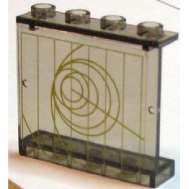trans-brown panel 1 x 4 x 3 - hollow studs with yellow circles and lines pattern sticker - set 7666
