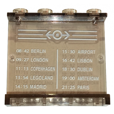 trans-brown panel 1 x 4 x 3 - hollow studs with schedule pattern 3 on inside sticker - set 4511