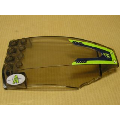 trans-brown windscreen 10 x 6 x 2 curved with dark blue and lime border and agents logo pattern sticker - set 8633