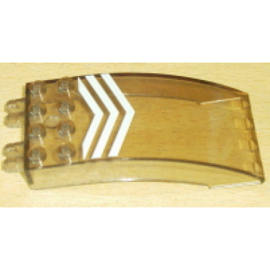 trans-brown windscreen 8 x 4 x 2 curved with locking dual 2 fingers with white chevrons pattern sticker - set 7046