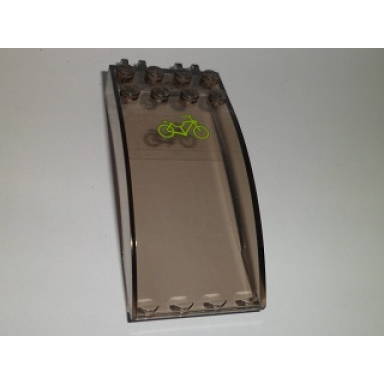 trans-brown windscreen 8 x 4 x 2 curved with locking dual 2 fingers with lime bicycle pattern sticker - set 60097