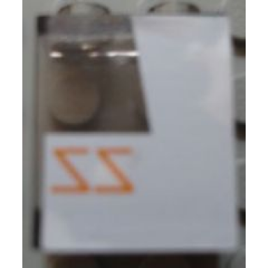 trans-brown panel 1 x 2 x 2 - hollow studs with reversed orange zz on white background sw rebel snowspeeder pattern model left side sticker - set 10129