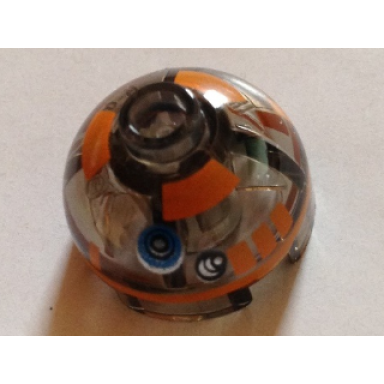 trans-brown brick round 2 x 2 dome top with orange pattern r3-a2