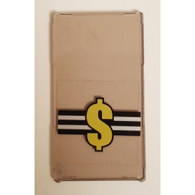 trans-brown glass for window 1 x 4 x 6 with yellow dollar sign on black and white stripes pattern sticker - set 6864