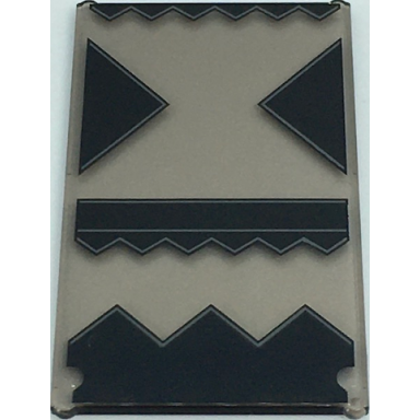 trans-brown glass for window 1 x 4 x 6 with black triangles and geometric designs with gray lines pattern