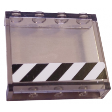 trans-brown panel 1 x 4 x 3 with side supports - hollow studs with black and white danger stripes pattern sticker - set 60367
