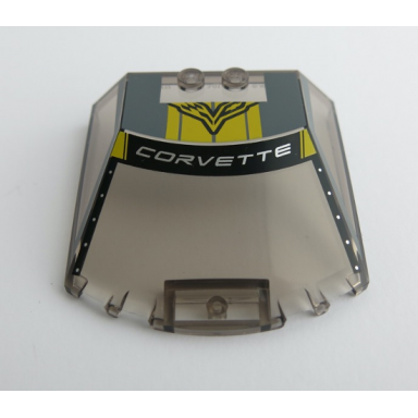 trans-brown windscreen 6 x 6 x 1 1 3 straight sides with silver corvette and logo pattern