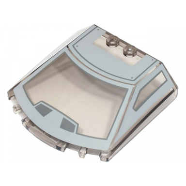 trans-brown windscreen 6 x 6 x 1 1 3 straight sides with dark bluish gray window frame outline and light bluish gray roof with 4 dots pattern
