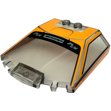trans-brown windscreen 6 x 6 x 1 1 3 straight sides with orange and black window frame outline roof and lm and mclaren pattern