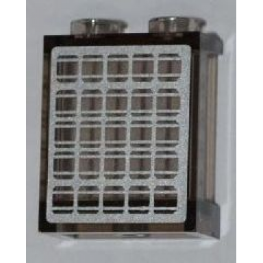 trans-brown panel 1 x 2 x 2 with side supports - hollow studs with solar panel pattern sticker - set 3366