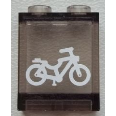 trans-brown panel 1 x 2 x 2 with side supports - hollow studs with white bicycle pattern sticker - set 60051
